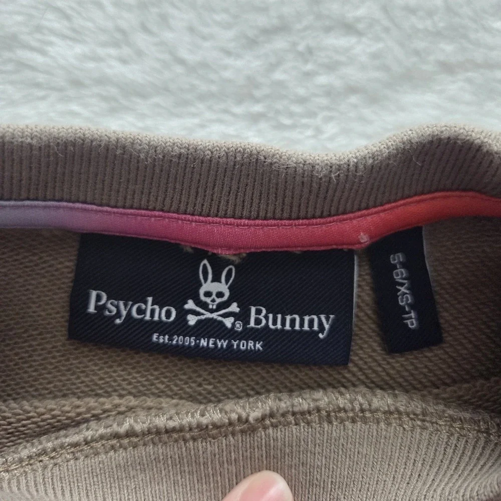 Psycho Bunny Kids Crewneck‎ 5/6 Ombre Logo Long Sleeve Tan/taupe